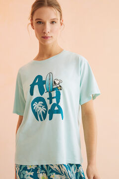 Womensecret T-shirt 100 % coton Snoopy turquoise vert