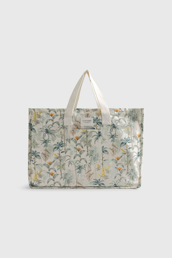 Textura Strandtasche aus Baumwolle mit Palmenmuster Gr&uuml;n