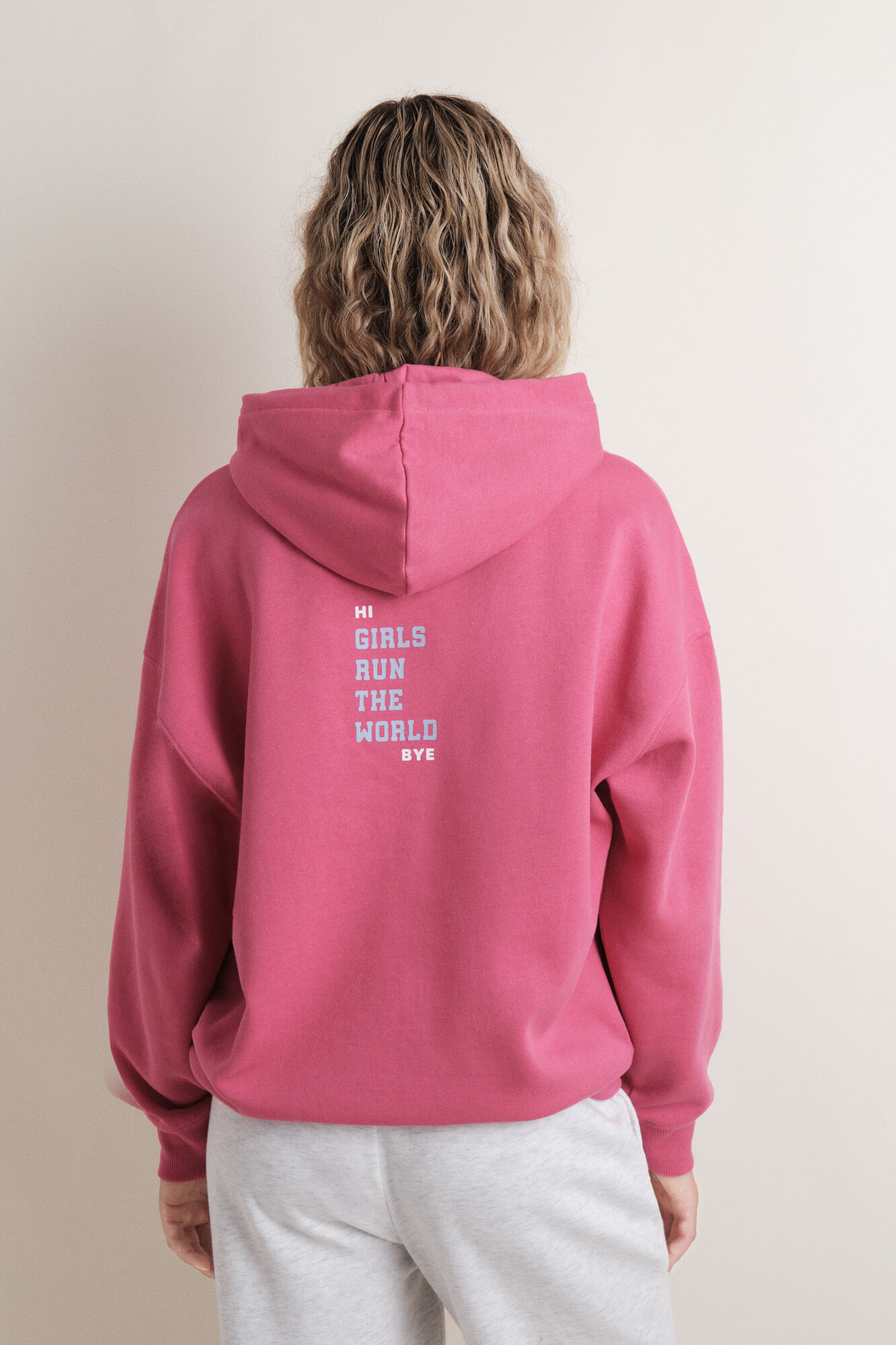 HI&BYE Fuchsia plush hood sweatshirt