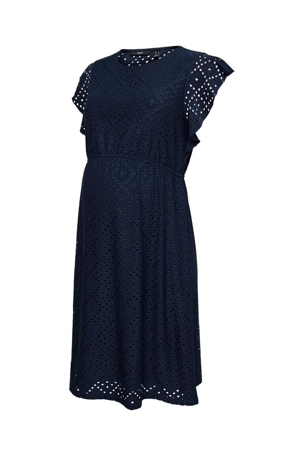 Mamalicious Kurzes Maternity-Kleid mit Lochmuster Blau