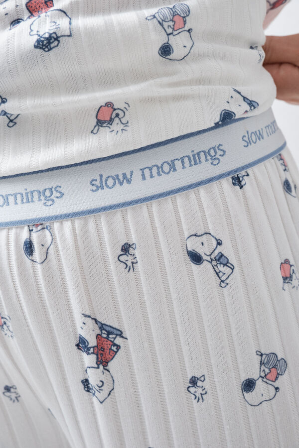 Women'secret White long pyjamas Snoopy beige