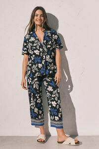 Women'secret Pijama Capri camisero flores azul
