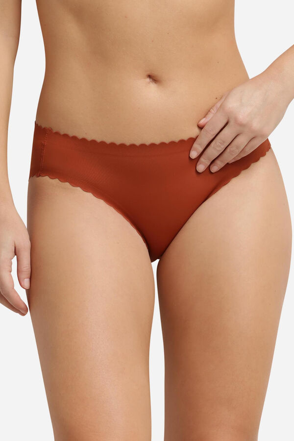 DIM Microfibre and lace classic panty nude