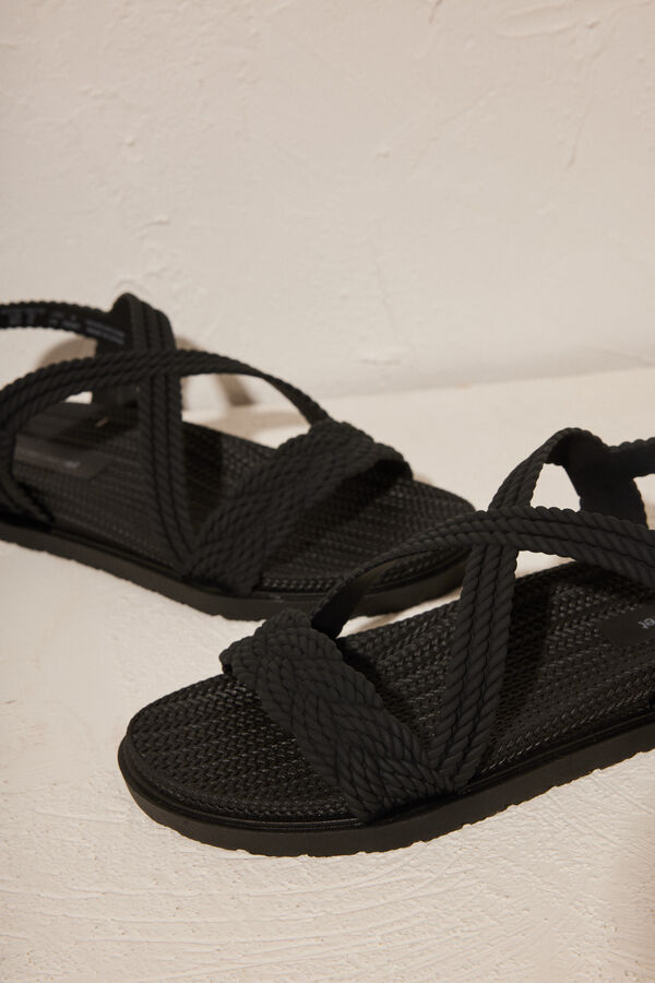 Womensecret 100 % wasserfeste Sandalen mit Bändern Schwarz