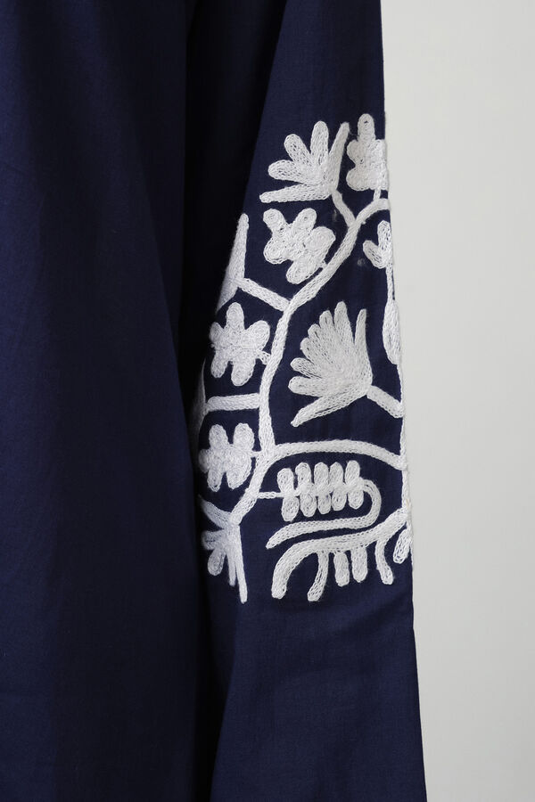 Womensecret Túnica comprida algodão bordados azul
