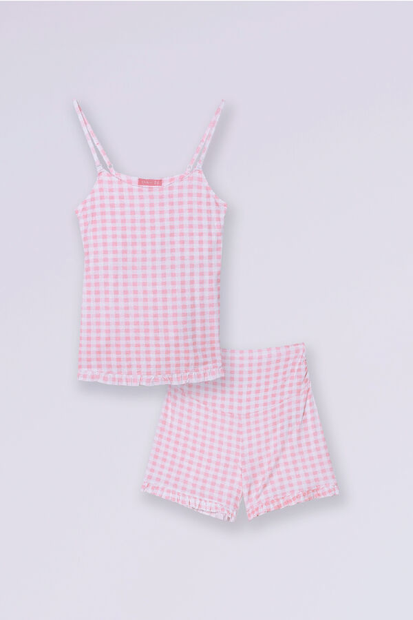 Womensecret Conjunto de pijama con estampado Vichy premamá rosa
