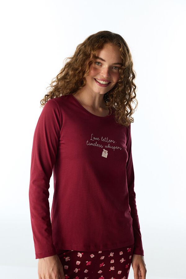 Penti Pijama de manga comprida vermelho