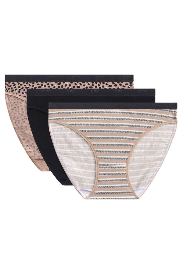 Womensecret Pack of 3 printed stretch cotton panties  nude