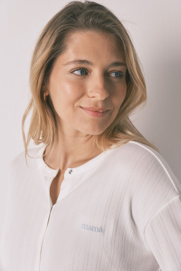 Women'secret Blue jersey-knit long maternity pyjamas blue