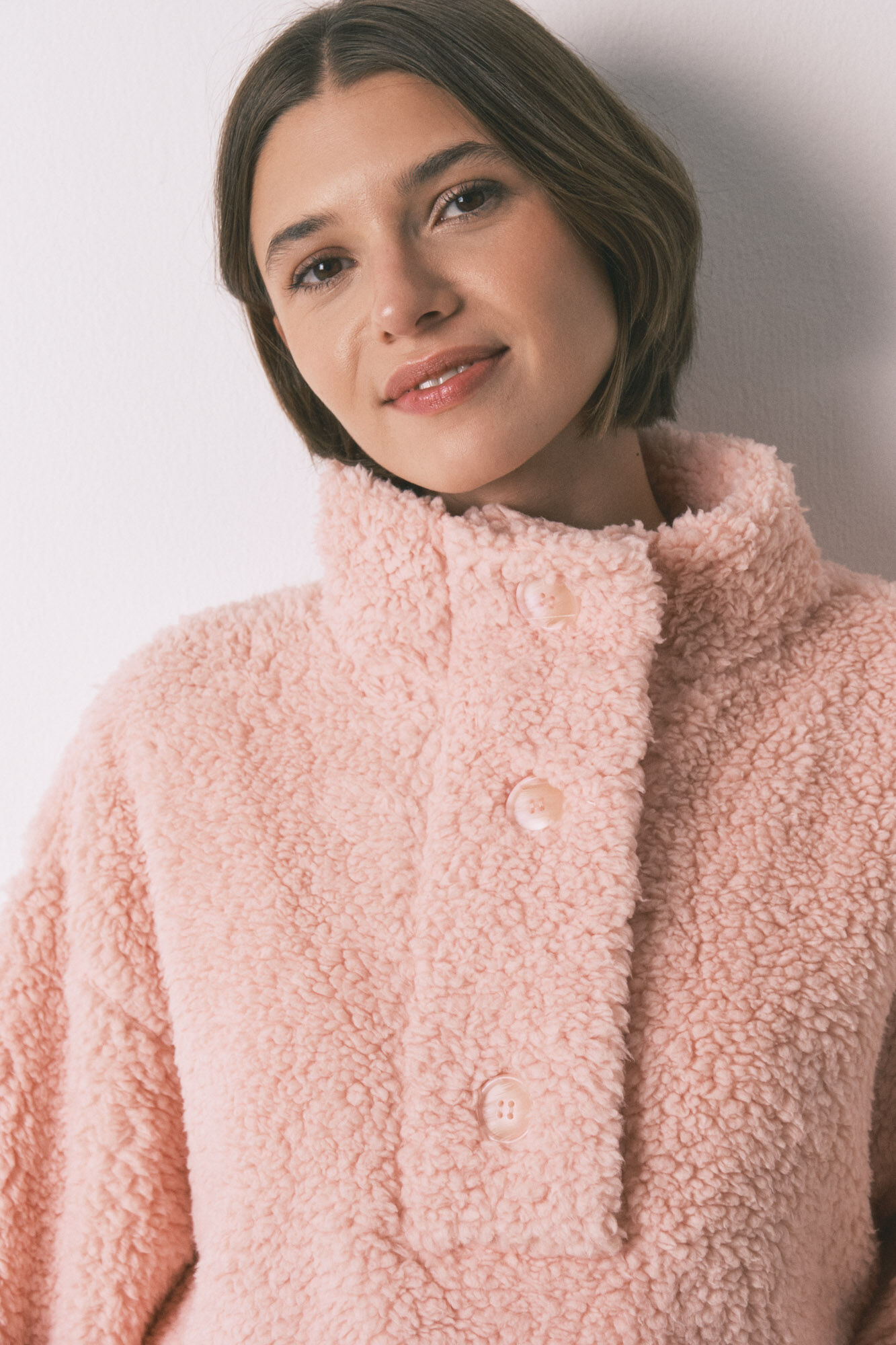 Women'secret Pink midi faux shearling robe