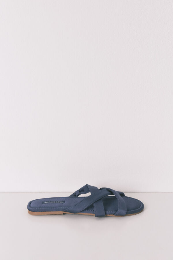 Women'secret Chinelos de quarto de cetim com tiras cruzadas azul