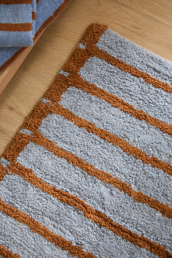 Calma House Tapis de bain &agrave; rayures bleu Saturno 50x70 bleu