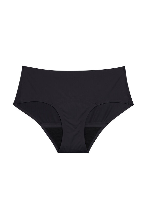 Womensecret Black recycled nylon seamless boyleg period panties - moderate to heavy absorbency fekete