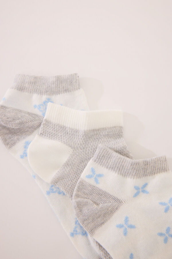 Women'secret Lot de 3 chaussettes courtes à imprimé méditerranéen imprimé