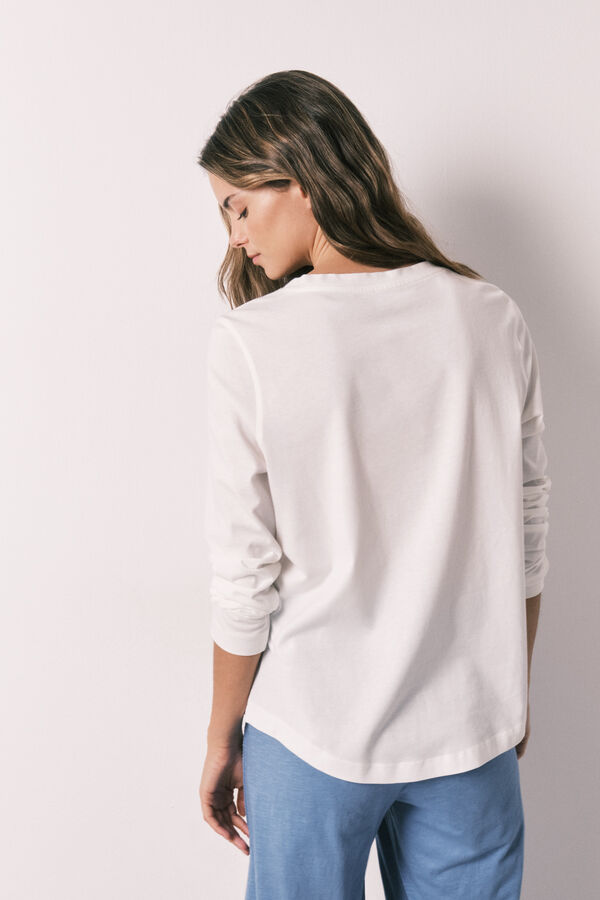 Women'secret T-shirt manches longues 100% coton blanc blanc