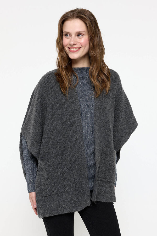 Pieces Poncho de malha cinzento