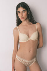 Women'secret Beige lace classic V-waist panty nude