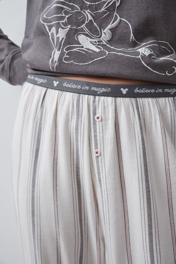Women'secret Striped Mickey long pyjamas grey