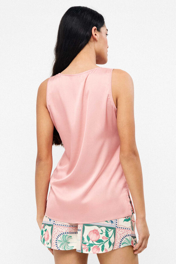 Gisela Short sat&eacute;n print mosaico floral blanco