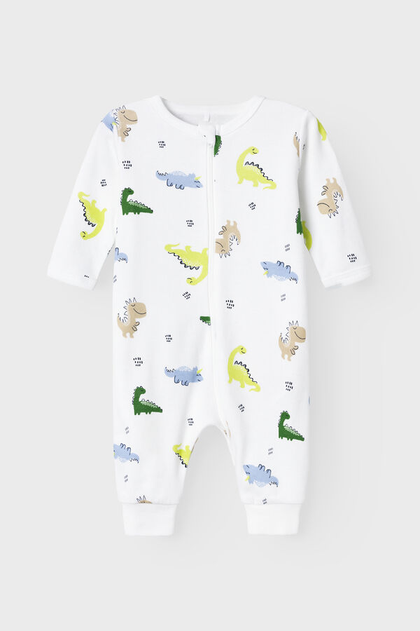 Womensecret Babyschlafanzug Jungen Dinosauriermotiv Weiß
