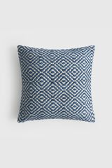 Textura Embroidered geometric design cushion case blue