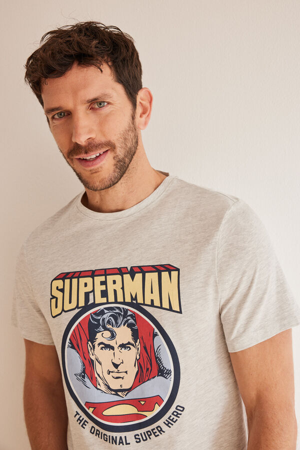 Womensecret Superman-mintás férfipizsama 100% pamutból szürke