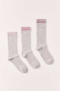 Women'secret Grey 3-pack long ribbed socks