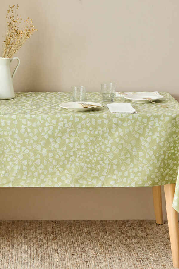 Womensecret Leaf print stain-resistant tablecloth zöld