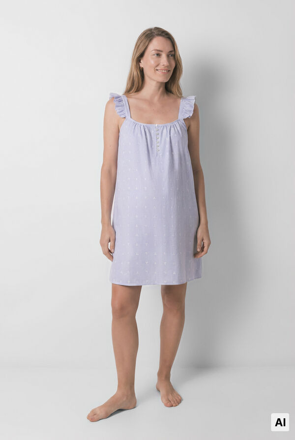 Women'secret Nuisette maternity &agrave; bretelles &agrave; volant en coton bleu bleu
