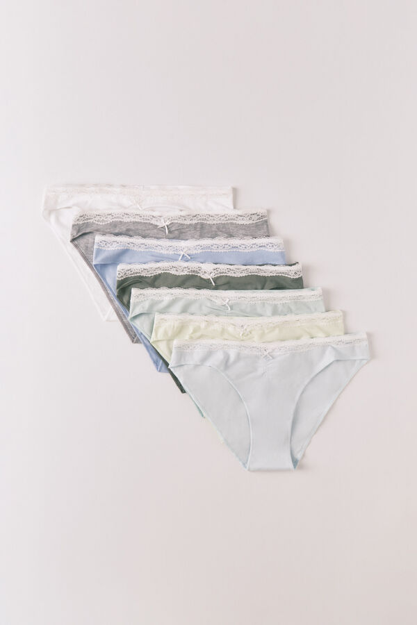Women'secret Cotton lace classic bow 7-pack panties white