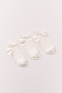 Women'secret Lot de 3 chaussettes courtes de sport blanches
