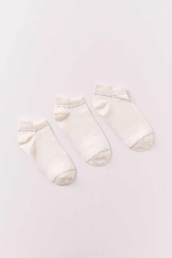Women'secret Lot de 3 chaussettes courtes de sport blanches blanc