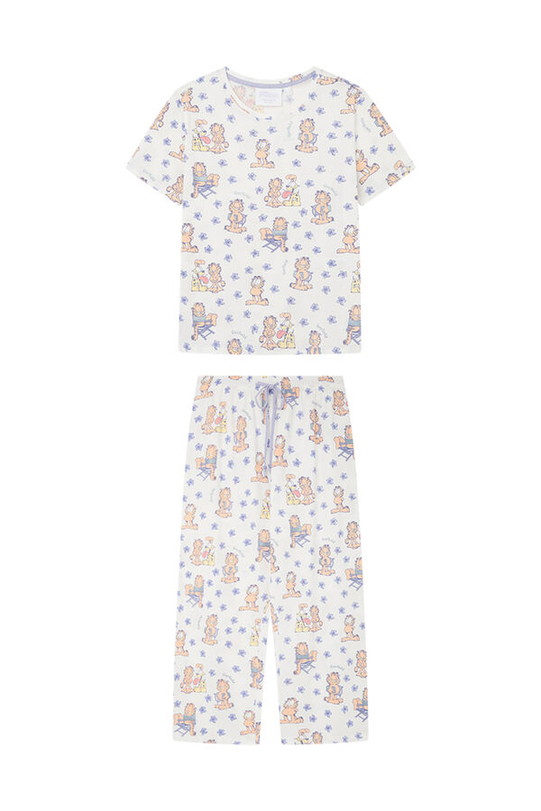 Womensecret Garfield-mintás pizsama, 100% pamutból bézs