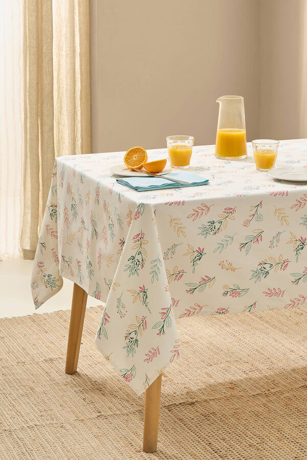 Womensecret Floral stain-resistant cotton tablecloth Bež