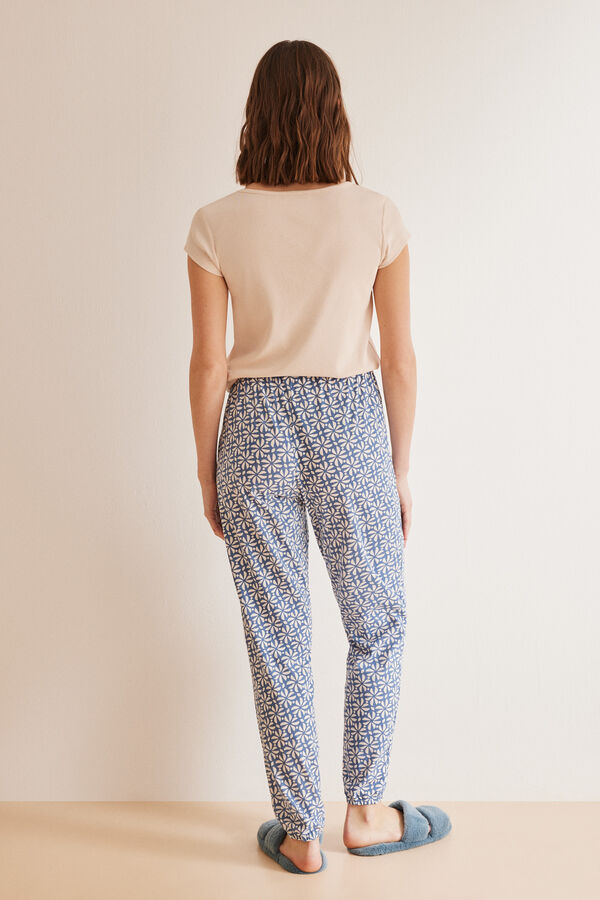 Womensecret Long printed 100% cotton pyjama bottoms blue
