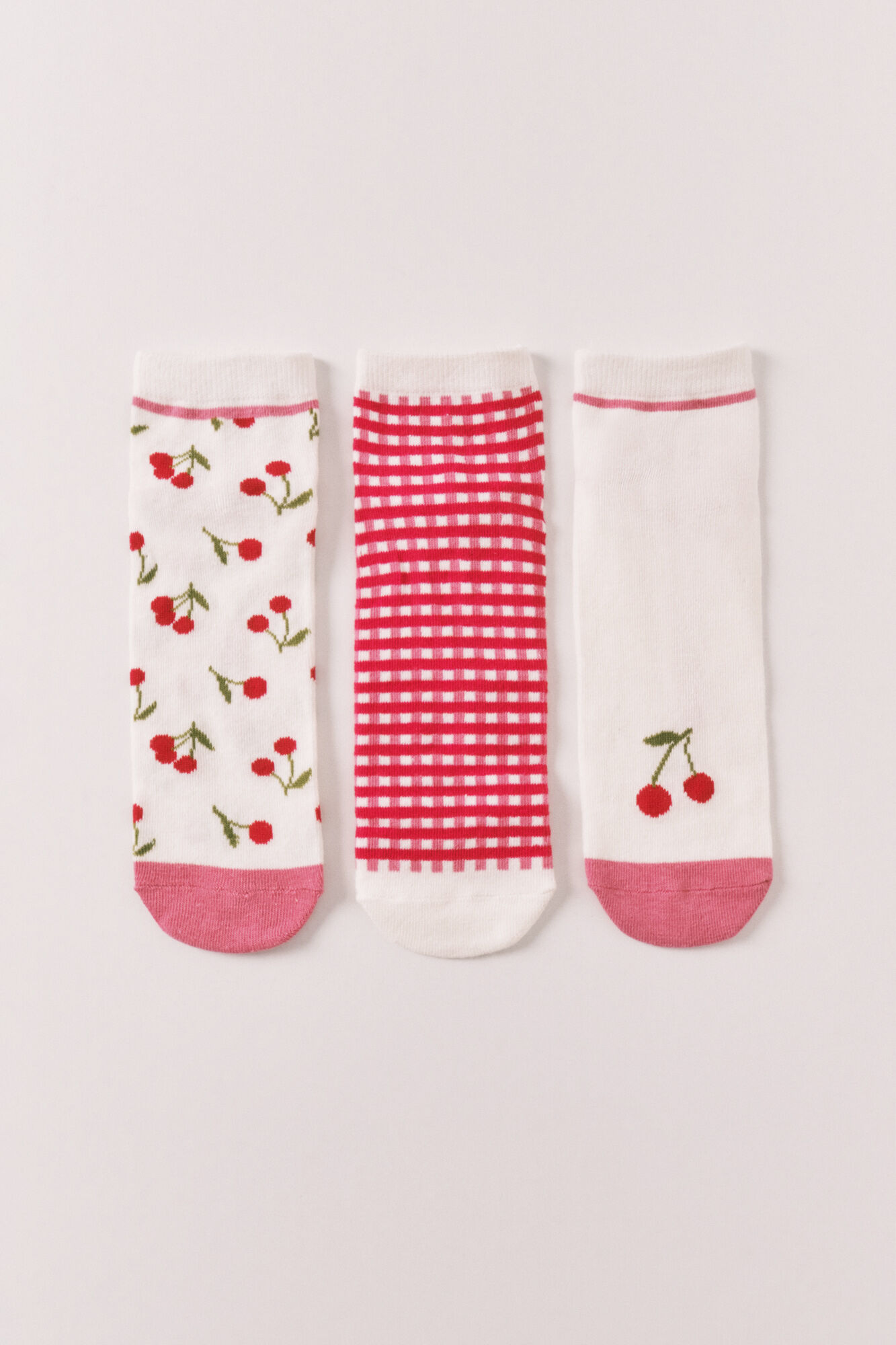 Women'secret Red cherry print 3-pack ankle socks