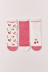 Women'secret Red cherry print 3-pack ankle socks red