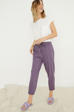 Womensecret Pantalon long 100 % coton violet rose