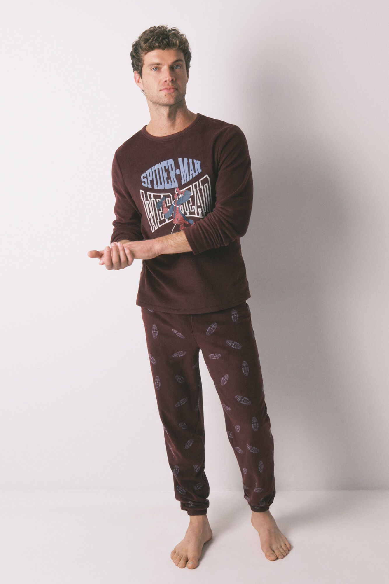 Women'secret Spiderman red fleece fleece men's long pyjamas