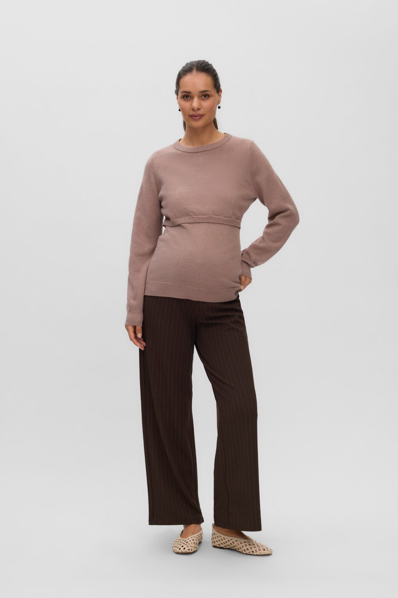 Mamalicious Cal&ccedil;a de malha de perna larga pr&eacute;-mam&atilde;