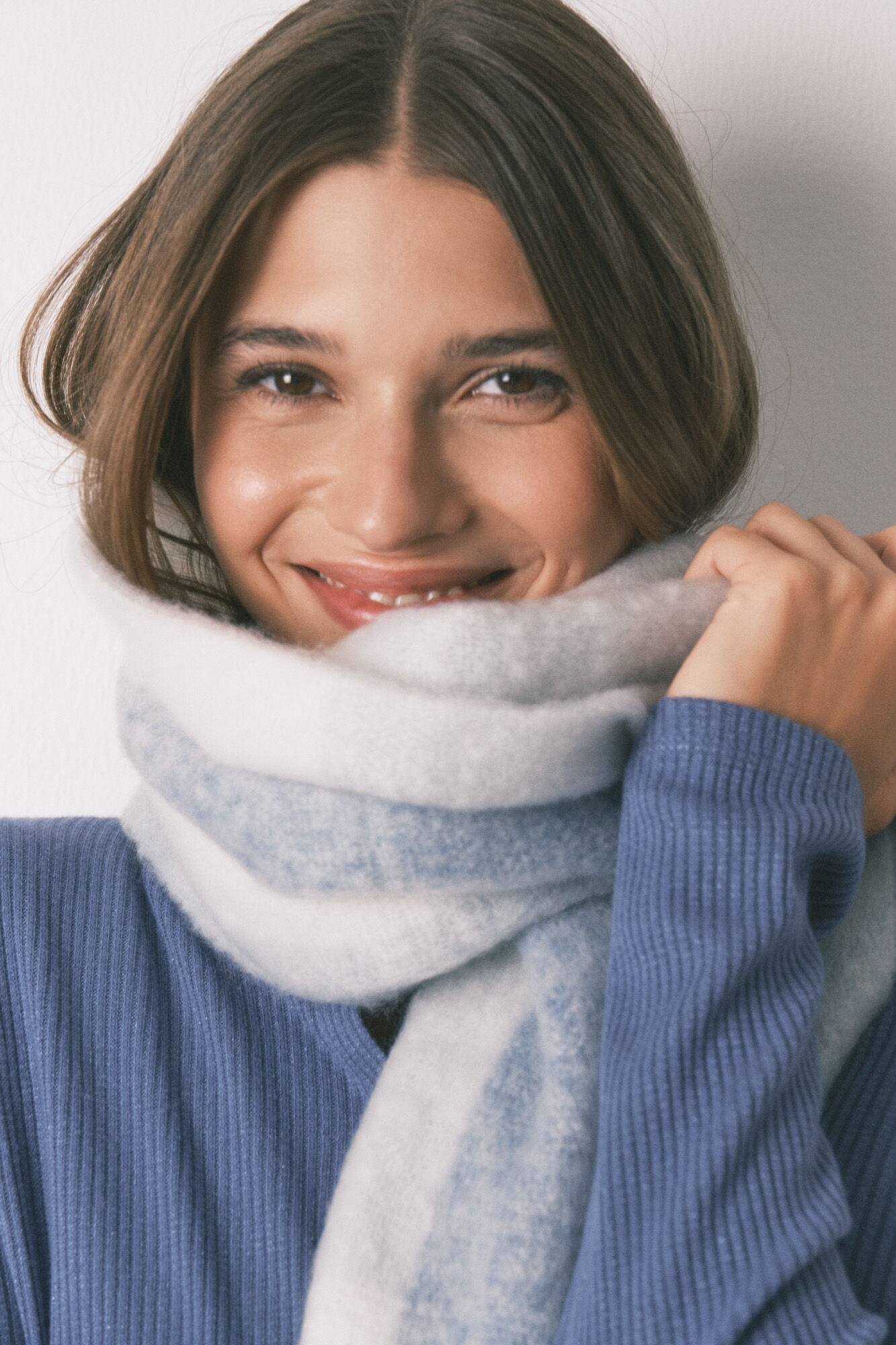 Women'secret &Eacute;charpe effet laine &agrave; carreaux bleus et blancs