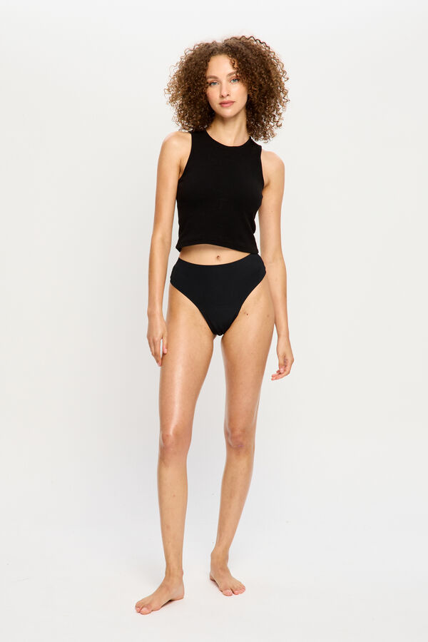 Modibodi Modicomfort Tanga Menstrual Flujo Moderado Black negro