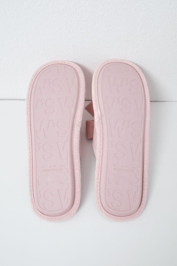 Women'secret Pink velvet bow slippers pink