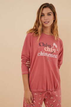 Womensecret Pijama 100% algodão La Vecina Rubia Chin Chin rosa