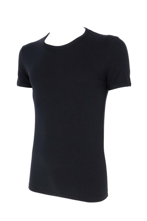 Womensecret Men's short sleeve thermal T-shirt with a round neck noir