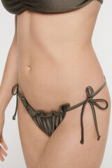 Womensecret Bikini bottoms with side ties and ruched detail. Zelena