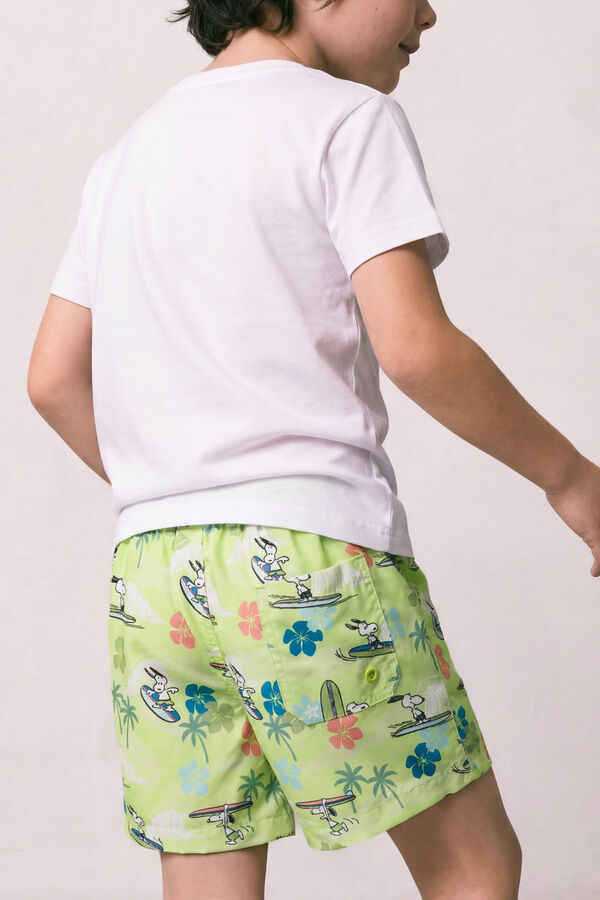 Women'secret Snoopy tropical print kid's swimwear green