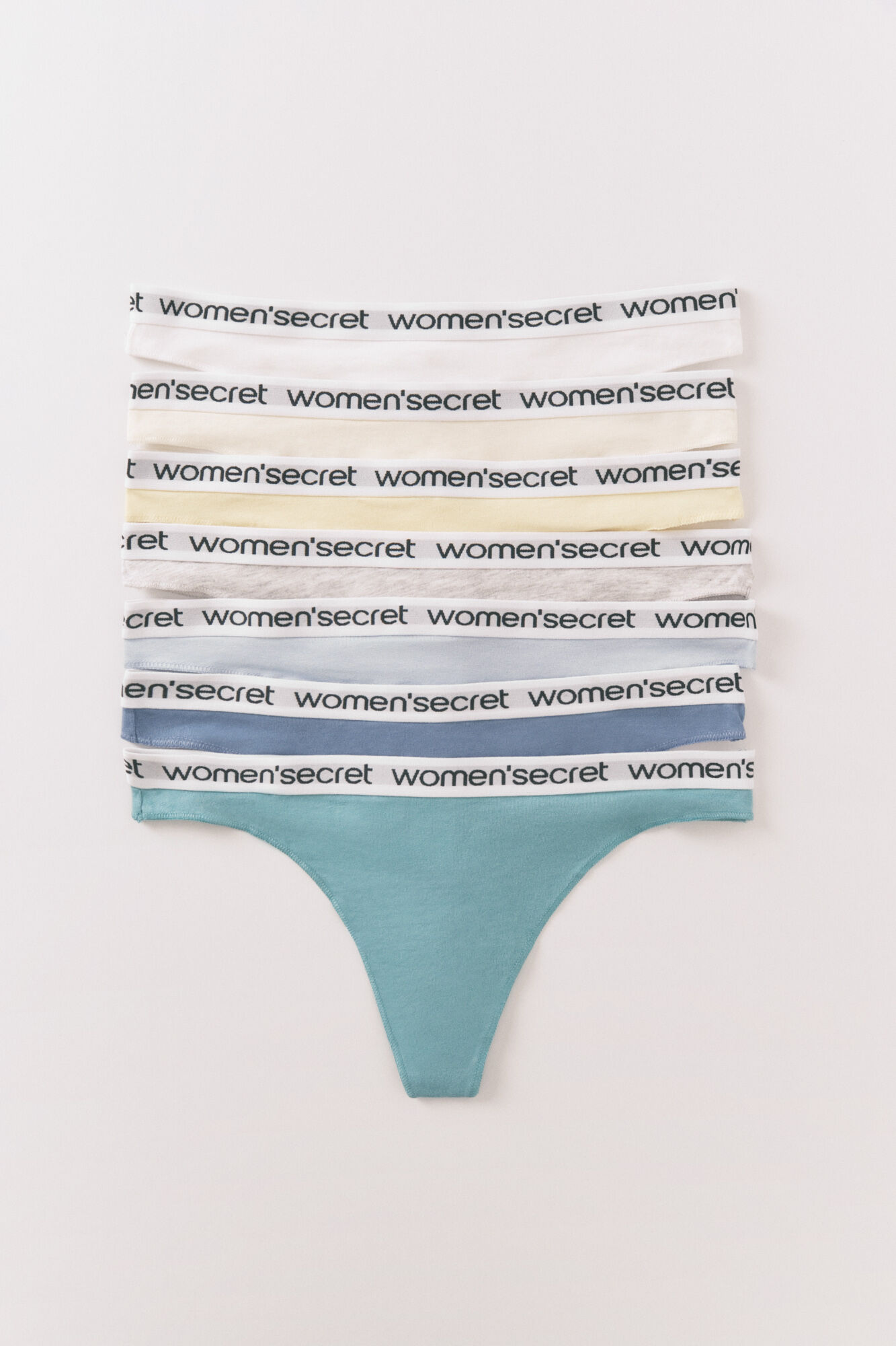 Women'secret Pack 7 tangas algod&oacute;n logo blanco