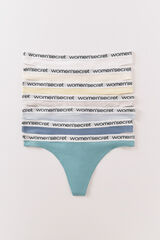 Women'secret Pack of 7 cotton thongs with white logo white