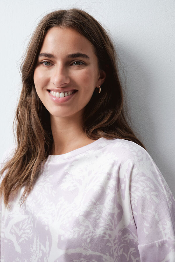 Women'secret Mauve velvet long pyjamas pink
